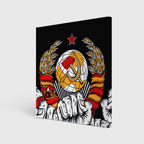 Картина квадратная Герб СССР на черном фоне / 3D-принт – фото 1