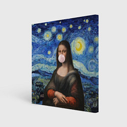 Холст квадратный Мона Лиза Приколы - Звездная ночь, цвет: 3D-принт