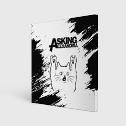 Холст квадратный Asking Alexandria рок кот на светлом фоне, цвет: 3D-принт