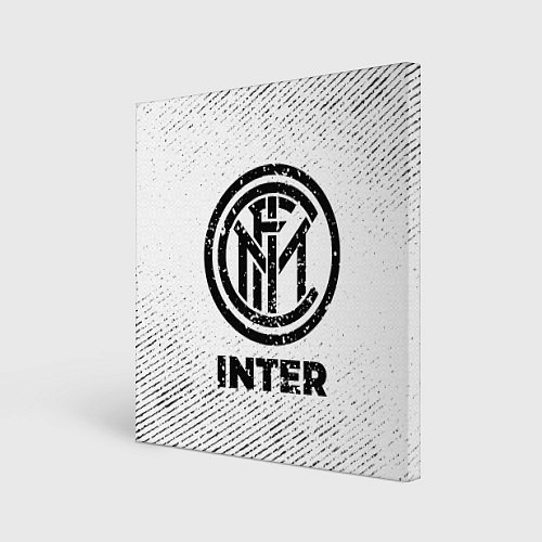Картина квадратная Inter с потертостями на светлом фоне / 3D-принт – фото 1