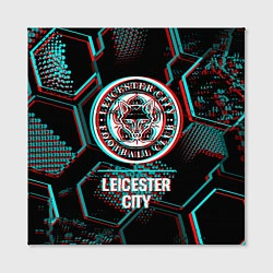 Холст квадратный Leicester City FC в стиле glitch на темном фоне, цвет: 3D-принт — фото 2