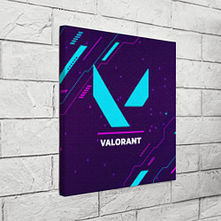Холст квадратный Символ Valorant в неоновых цветах на темном фоне, цвет: 3D-принт — фото 2