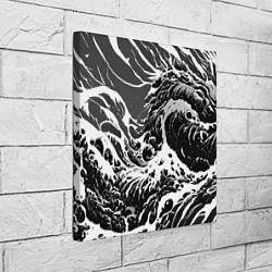 Холст квадратный Черно-белые волны, цвет: 3D-принт — фото 2