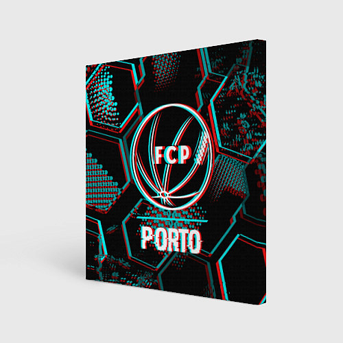 Картина квадратная Porto FC в стиле glitch на темном фоне / 3D-принт – фото 1