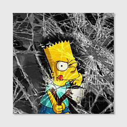 Холст квадратный Барт Симпсон разбил из рогатки стекло, цвет: 3D-принт — фото 2