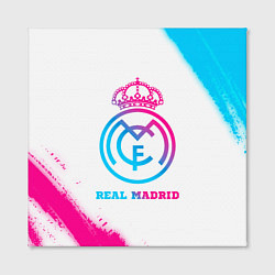 Холст квадратный Real Madrid neon gradient style, цвет: 3D-принт — фото 2