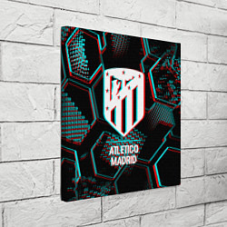 Холст квадратный Atletico Madrid FC в стиле glitch на темном фоне, цвет: 3D-принт — фото 2