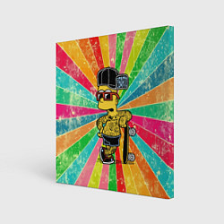 Картина квадратная Барт Симпсон весь в татухах со скейтбордом