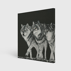 Холст квадратный Три волка, цвет: 3D-принт