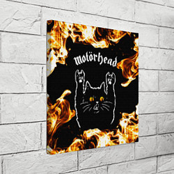 Холст квадратный Motorhead рок кот и огонь, цвет: 3D-принт — фото 2