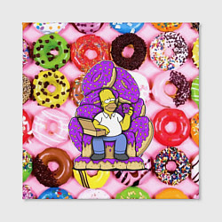 Холст квадратный Гомер Симпсон в окружении пончиков, цвет: 3D-принт — фото 2