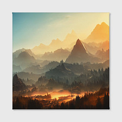 Холст квадратный Рассвет в горах, пейзаж, цвет: 3D-принт — фото 2