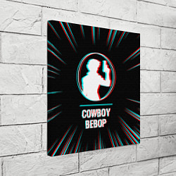 Холст квадратный Символ Cowboy Bebop в стиле glitch на темном фоне, цвет: 3D-принт — фото 2