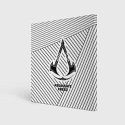 Картина квадратная Символ Assassins Creed на светлом фоне с полосами
