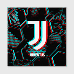 Холст квадратный Juventus FC в стиле glitch на темном фоне, цвет: 3D-принт — фото 2