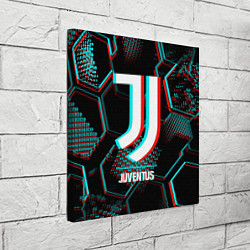 Холст квадратный Juventus FC в стиле glitch на темном фоне, цвет: 3D-принт — фото 2