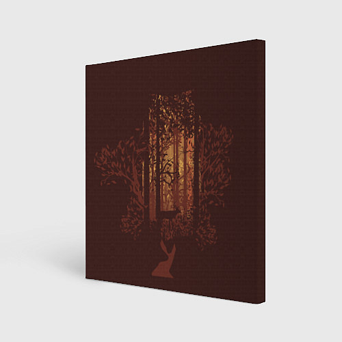 Картина квадратная Осенний лес внутри силуэта совы / 3D-принт – фото 1