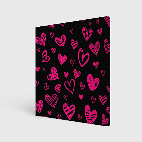 Картина квадратная Розовые сердца / 3D-принт – фото 1