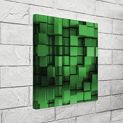 Холст квадратный Киберпанк броня - Зелёный металлические кубы, цвет: 3D-принт — фото 2