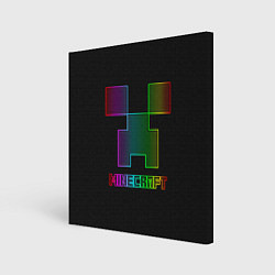 Картина квадратная Minecraft logo neon