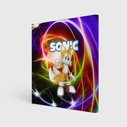 Холст квадратный Майлз Тейлз Прауэр - Sonic - Видеоигра, цвет: 3D-принт