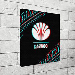 Холст квадратный Значок Daewoo в стиле glitch на темном фоне, цвет: 3D-принт — фото 2