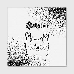 Холст квадратный Sabaton рок кот на светлом фоне, цвет: 3D-принт — фото 2