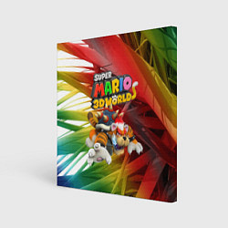 Холст квадратный Tiger-Bowser - Super Mario 3D World, цвет: 3D-принт