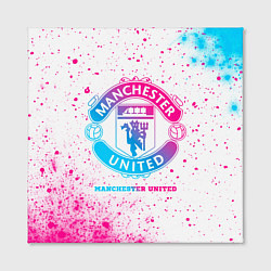Холст квадратный Manchester United neon gradient style, цвет: 3D-принт — фото 2