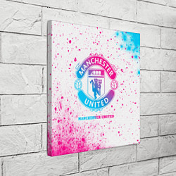Холст квадратный Manchester United neon gradient style, цвет: 3D-принт — фото 2