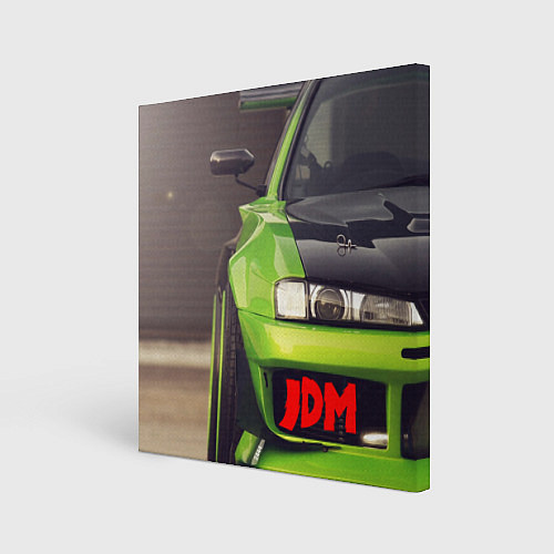 Картина квадратная JDM машина зеленая тюнингованная / 3D-принт – фото 1