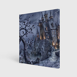 Холст квадратный Старый заброшенный замок - Halloween, цвет: 3D-принт