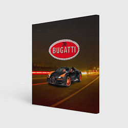 Картина квадратная Bugatti на ночной дороге