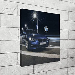 Холст квадратный BMW на ночной трассе, цвет: 3D-принт — фото 2