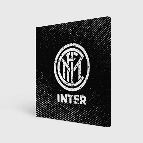 Картина квадратная Inter с потертостями на темном фоне / 3D-принт – фото 1
