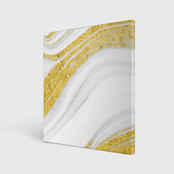 Холст квадратный Белый с золотом мрамор, цвет: 3D-принт