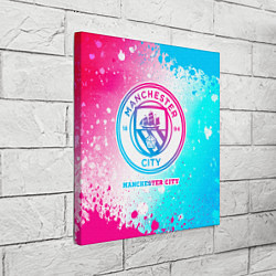 Холст квадратный Manchester City neon gradient style, цвет: 3D-принт — фото 2