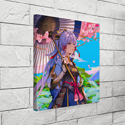 Холст квадратный Аяка с зонтиком, цвет: 3D-принт — фото 2