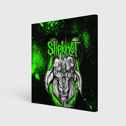 Холст квадратный Slipknot зеленый козел, цвет: 3D-принт