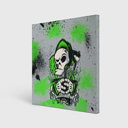 Холст квадратный Slipknot скелет green, цвет: 3D-принт