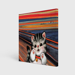 Холст квадратный Крик котёнка мяу, цвет: 3D-принт