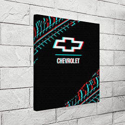 Холст квадратный Значок Chevrolet в стиле glitch на темном фоне, цвет: 3D-принт — фото 2