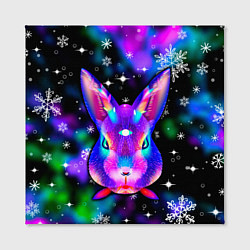Холст квадратный Неоновый кролик, цвет: 3D-принт — фото 2
