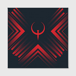 Холст квадратный Красный символ Quake на темном фоне со стрелками, цвет: 3D-принт — фото 2