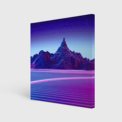 Холст квадратный Neon mountains - Vaporwave, цвет: 3D-принт
