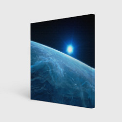 Холст квадратный Яркая звезда над горизонтом - космос, цвет: 3D-принт