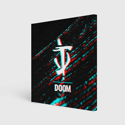 Картина квадратная Doom в стиле glitch и баги графики на темном фоне / 3D-принт – фото 1