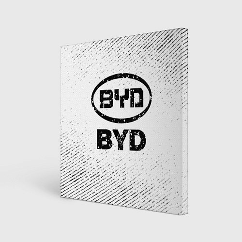 Картина квадратная BYD с потертостями на светлом фоне / 3D-принт – фото 1