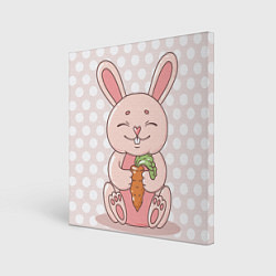 Картина квадратная Милый зайчик с морковкой