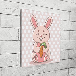 Холст квадратный Милый зайчик с морковкой, цвет: 3D-принт — фото 2